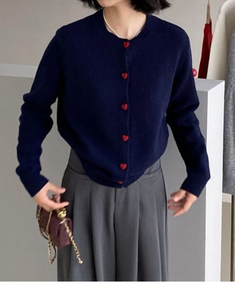 heart button cardigan /4color　FL2886