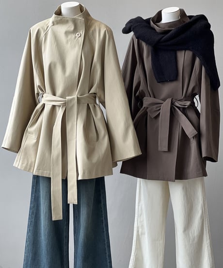 waist-marked mid-length coat /2color　FL2786