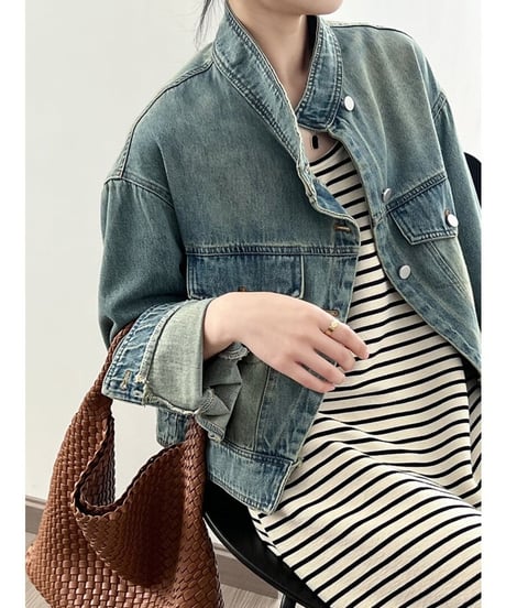 stand collar denim jacket　FL2504