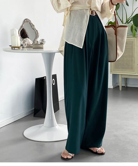 pleated wide leg suit pants /2color　FL2717