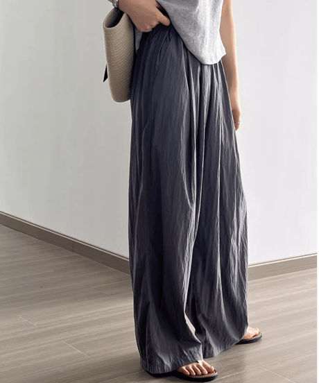 pleated thin wide leg pants /4color　FL3350