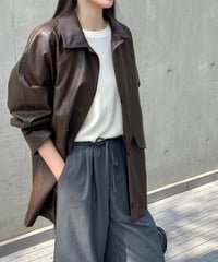 pu leather mid-length coat　FL2806