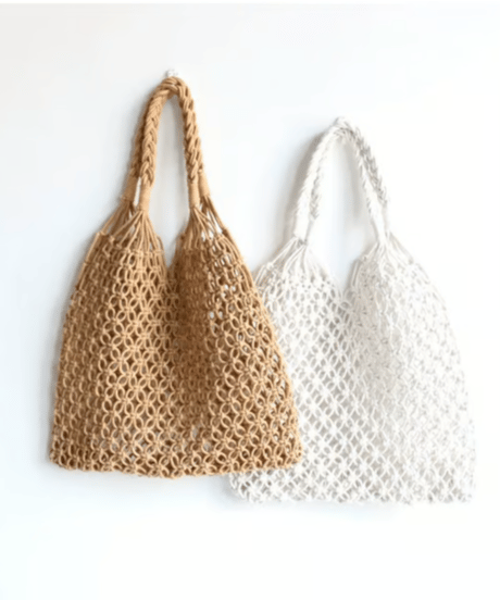 natural braided mesh bag / 3color　FL3446
