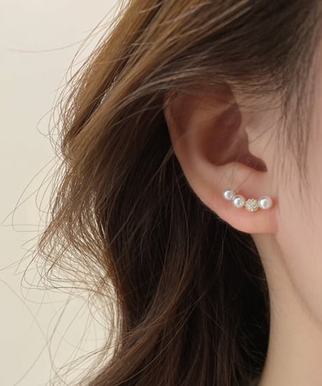 lined bijou pearls piercing　FL2181