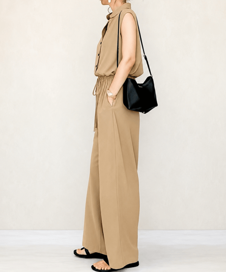 sleeveless wide pants setup / 3color　FL3585