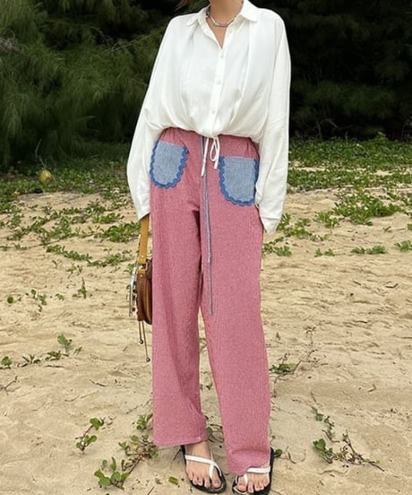 drawstring loose thin shirt /2color　FL2602