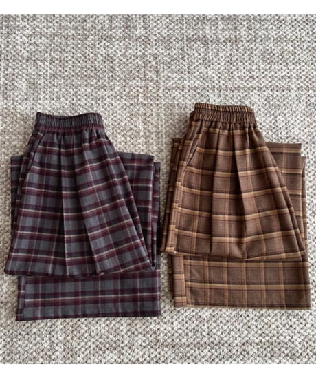 retro check wide pants /2color　FL2986
