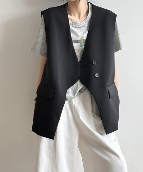 front button double vest /2color　FL3342