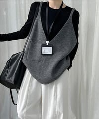 deep v-neck knit vest /3color　FL3473