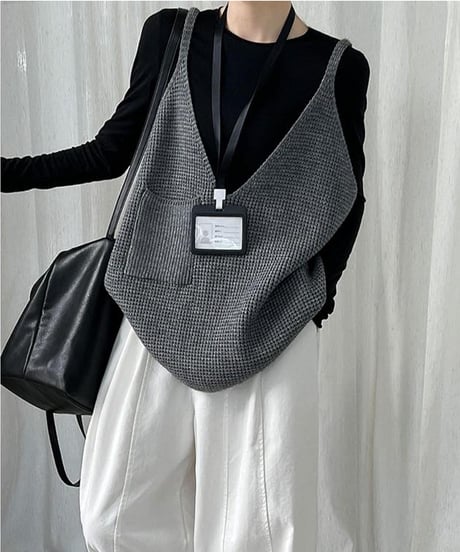 deep v-neck knit vest /3color　FL3473
