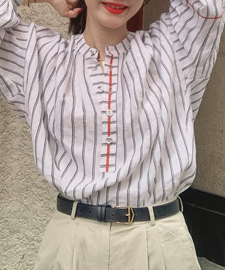striped stand collar shirt　FL2203