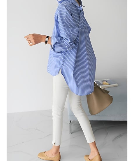 back ribbon striped shirt /2color　FL2056