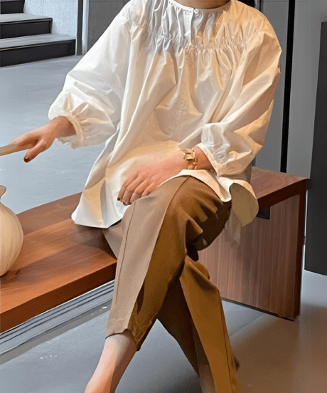gathered design voluminous blouse　FL2480