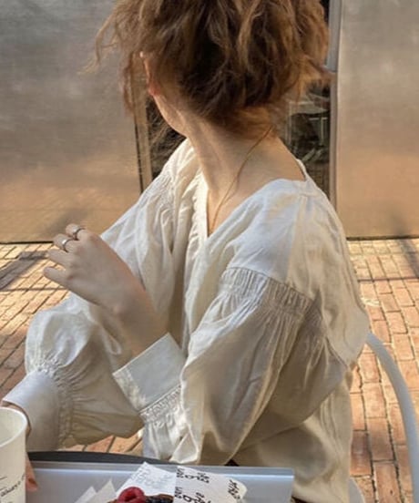 v-neck volume blouse /2color　FL3227