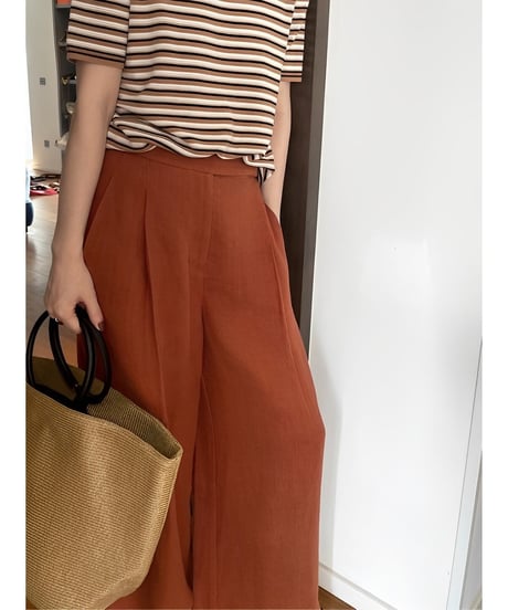 linen blend pleated pants /2color　FL2016