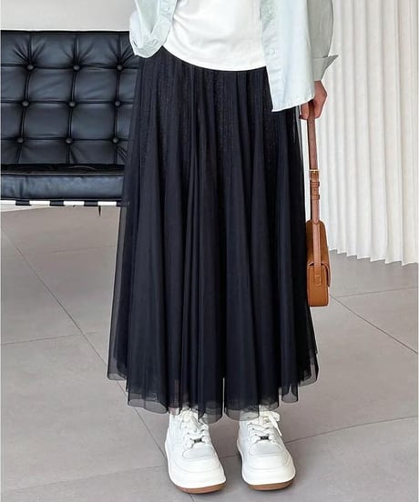a-line pleated tulle skirt /3color  FL2963