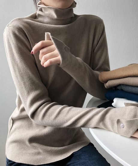 ribbed knit high-neck tops /7color　FL2631