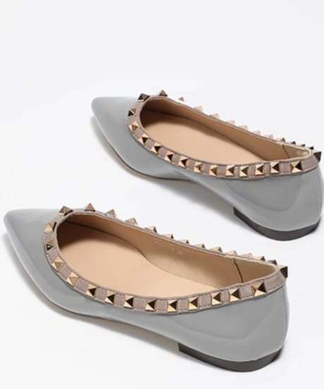 Pointed toe studs flat shoes /4colors　FL2909