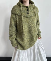 round neck knit pullover + hood set /3color　FL2987