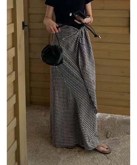 waist ribbon wrap skirt /6color　FL3405