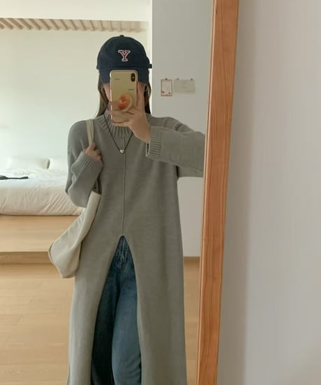 front slit long sweater /2color　FL2583