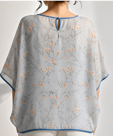 floral-accented layered drape blouse　FL3630