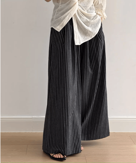 striped wide easy pants /2color　FL3337