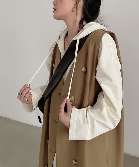 double button long vest /2color　FL2513
