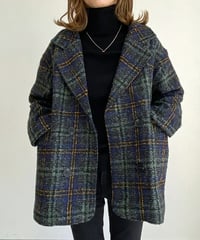 tweed plaid middle coat /2color　FL2994