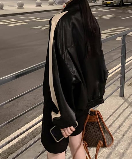 bicolor zip -up blouson　FL2554