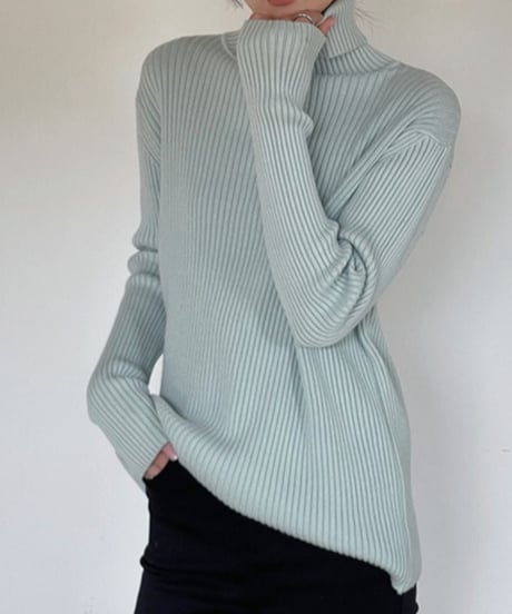 turtleneck ribbed knit /4color　FL3061