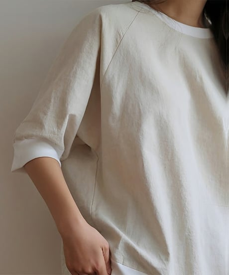 relaxed half sleeve cut and sew /2color　FL3392