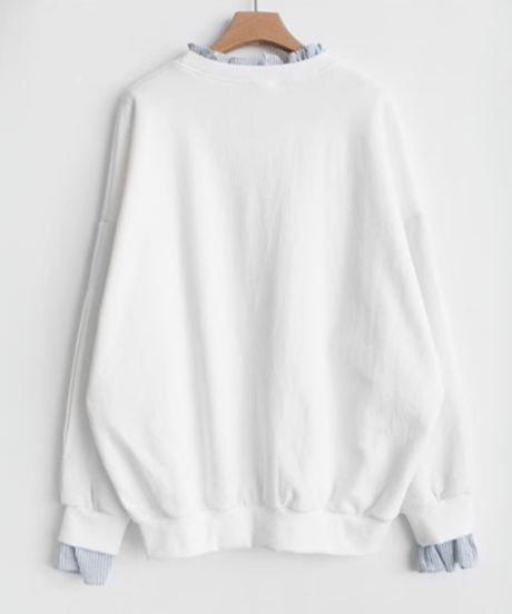 【即納品】striped frill layered sweatshirt top /2color　FL2660