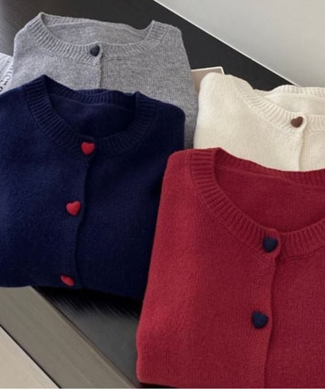 heart button cardigan /4color　FL2886