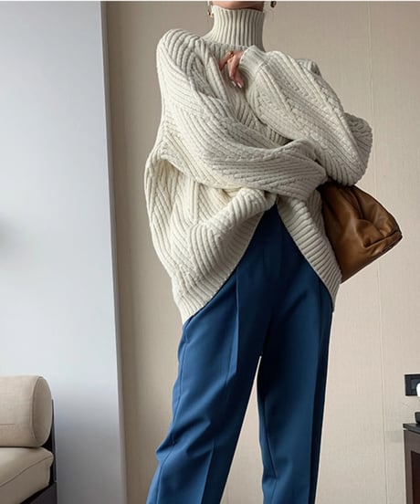 turtle neck loose knit /2color　FL3135