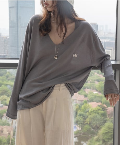 silk touch v-neck knit tops /3color　FL3249