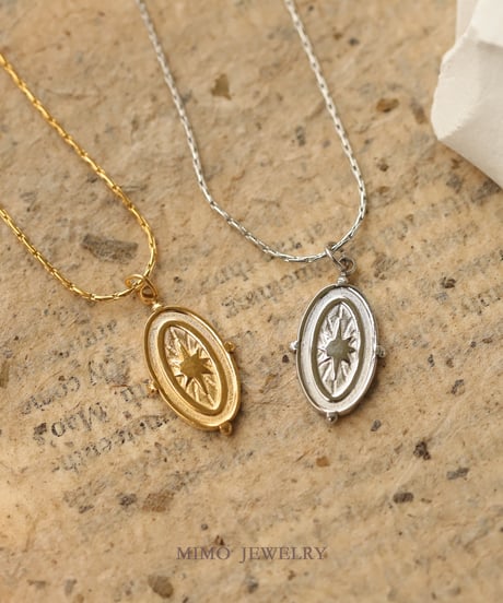 oval star retro pendant w/neckchain　FL3066