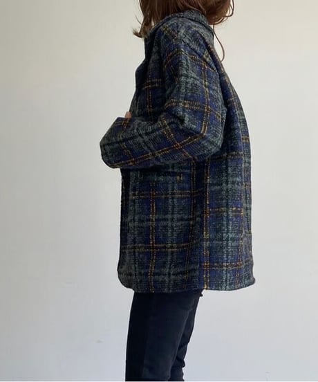 tweed plaid middle coat /2color　FL2994