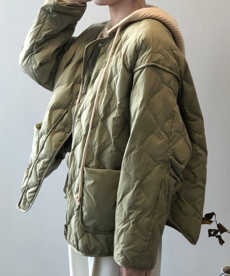 collarless quilted jacket /3color　FL3057