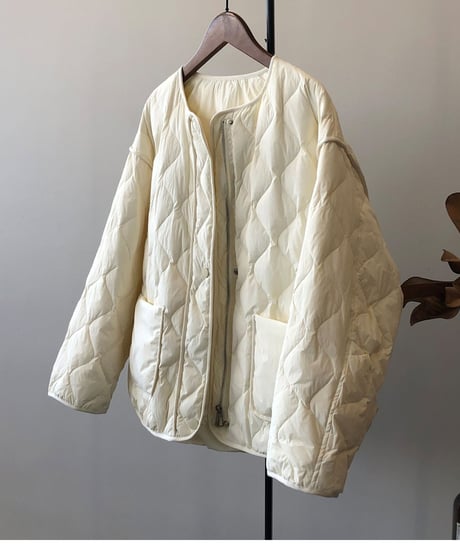 collarless quilted jacket /3color　FL3057