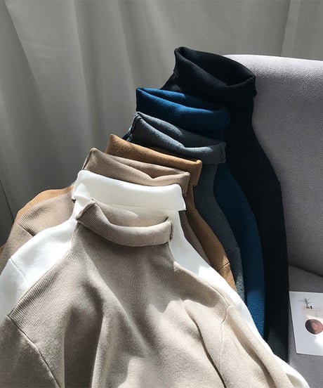 ribbed knit high-neck tops /7color　FL2631