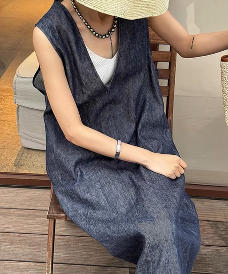 sleeveless denim op　FL3429