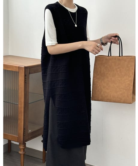 aran-knit vest op /2color　FL2828