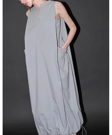 drawstring hem sleeveless one-piece /2color　FL3613