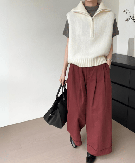 half-zip knit vest /2color　FL2849