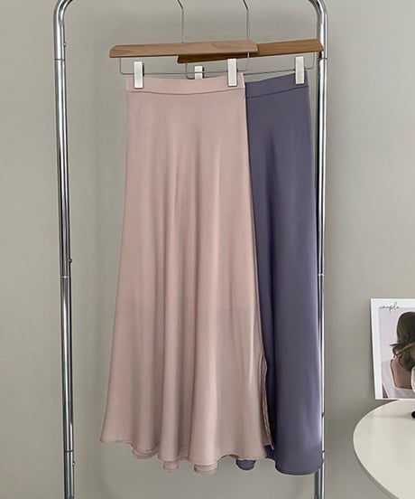 side slit satin long skirt /3color　FL2713