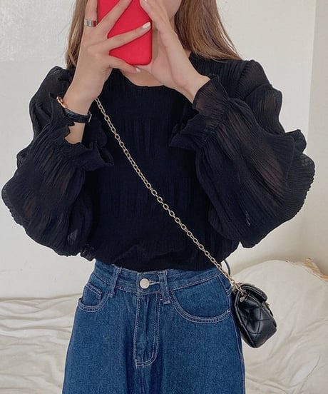 round neck loose chiffon blouse　FL2667