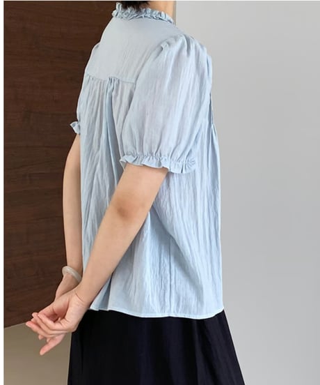 short sleeve frill blouse /3color　FL3425