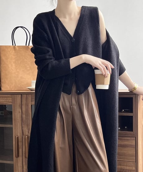 knit vest & cardigan ensemble /5color　FL3070