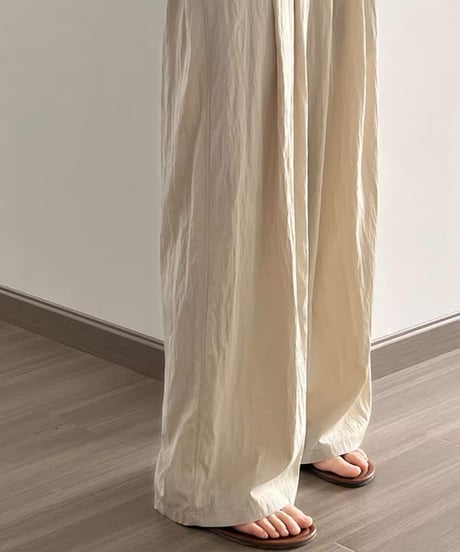 pleated thin wide leg pants /4color　FL3350